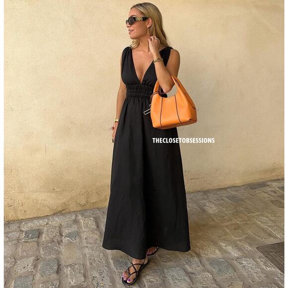 ZARA BLOGGER FAVE!!! V-Neck Long Dress NWT - Picture 6 of 16